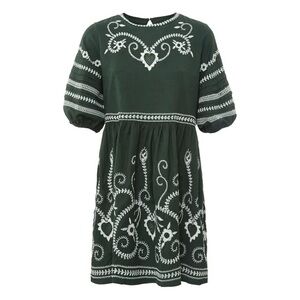 THE GREAT The Peninsula Striped Dress | Forest Green